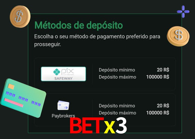 O cassino betx3 oferece uma grande variedade de métodos de pagamento